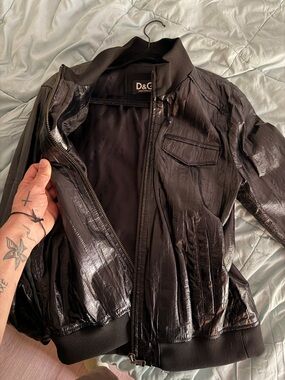 D&G Men’s 100% Anguilla Eel Bomber Jacket